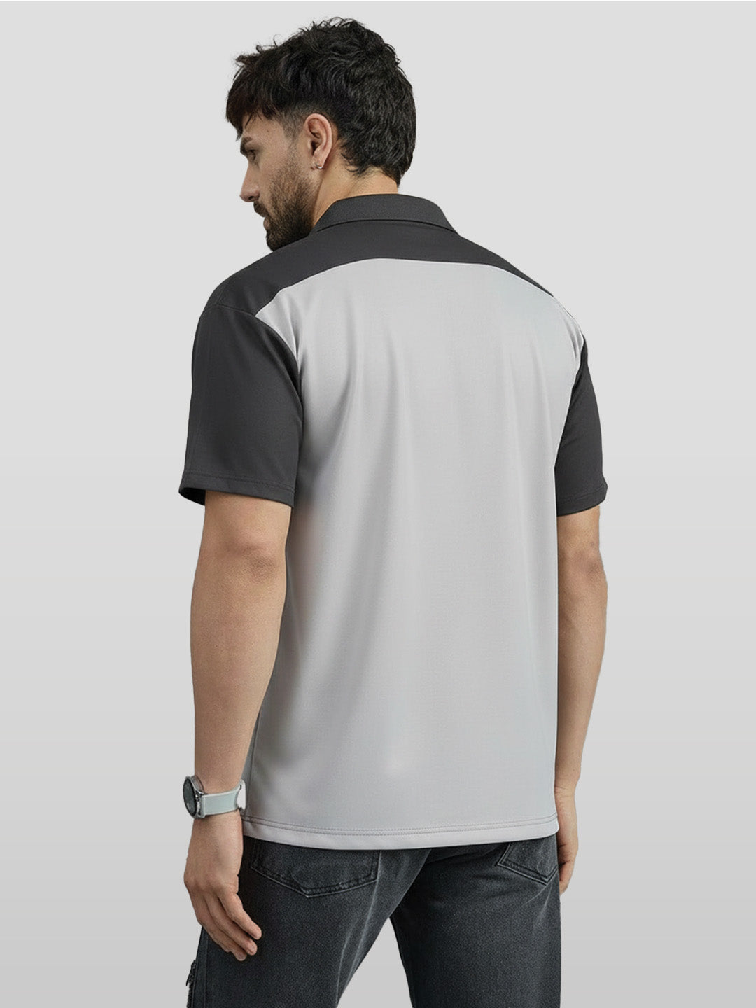 Polo - Speed Hunters Oversized Polo T-Shirt - Black & Lt.Grey