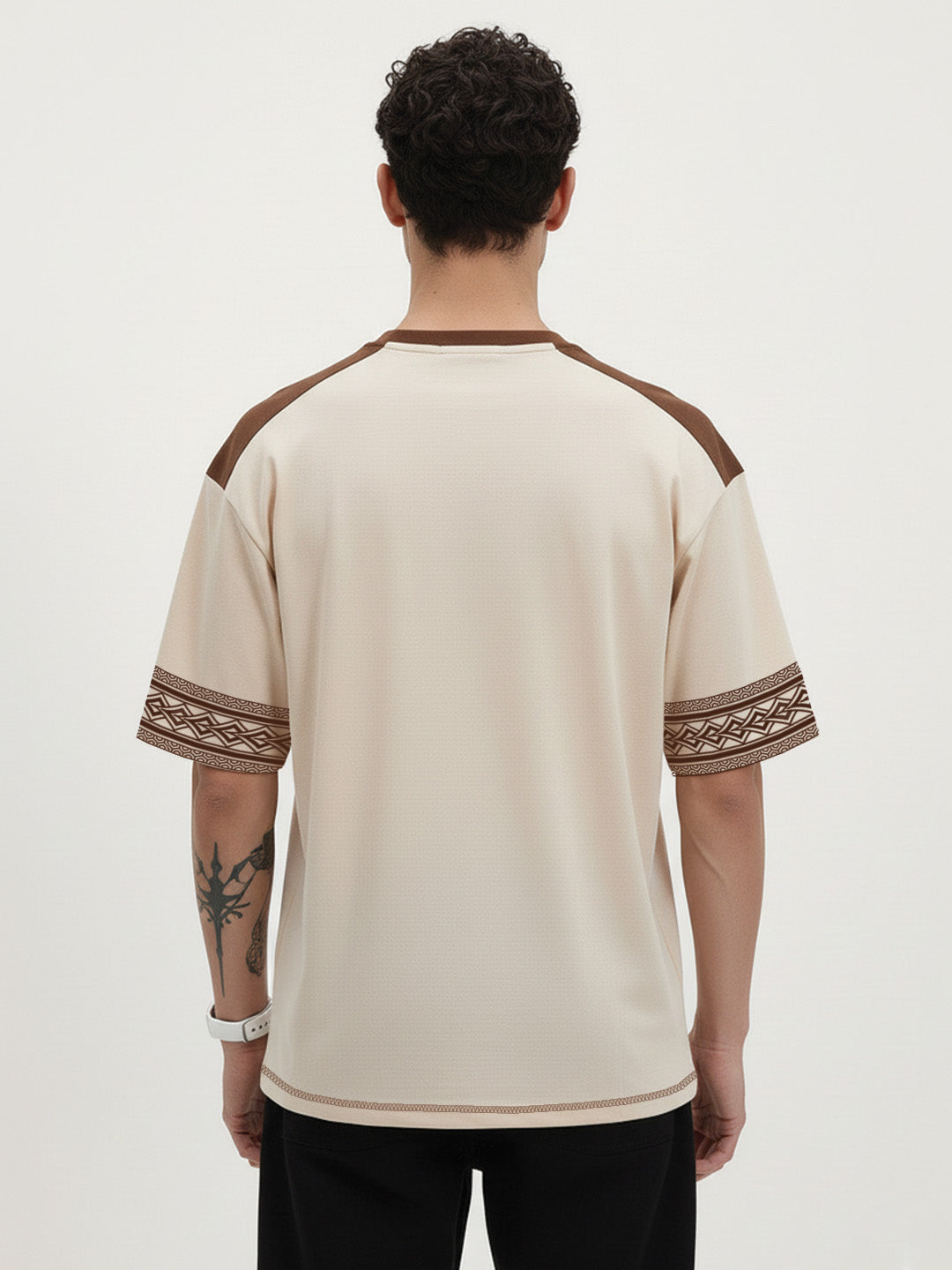 One Tribe One Vibe Oversized T- Shirt -  Beige & Brown