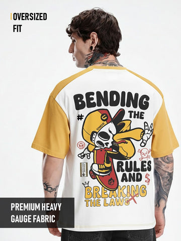 Break The Rules Oversized T-Shirt - Off White & Yellow