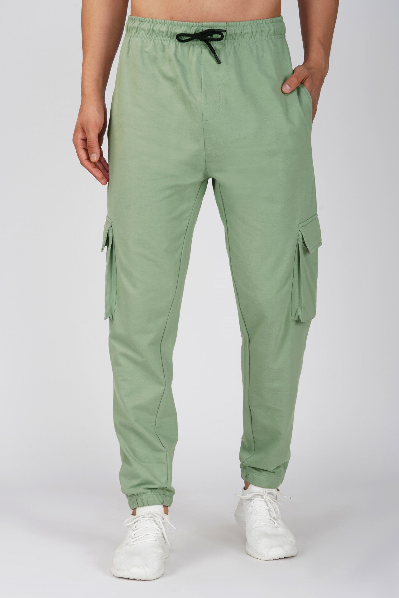 Sea Green Oversized Cargo Joggers - Main Image