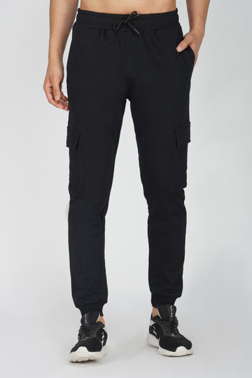 Black Regular Cargo Joggers