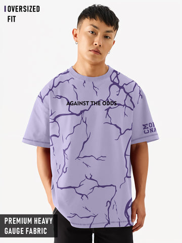 Against the Odds Graphic Printed Oversized T-Shirt - Lilac