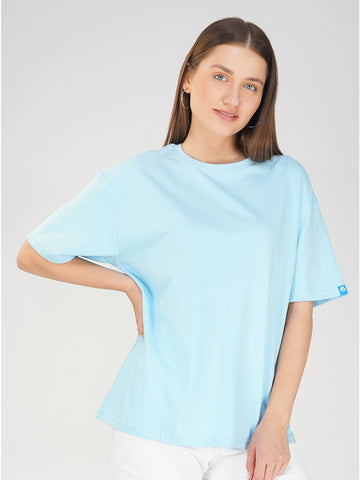 Plain Baby Blue Women Oversized T-Shirt