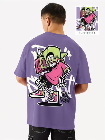 Beat on the Street Graphic Printed Oversized T-Shirt - Multi Color