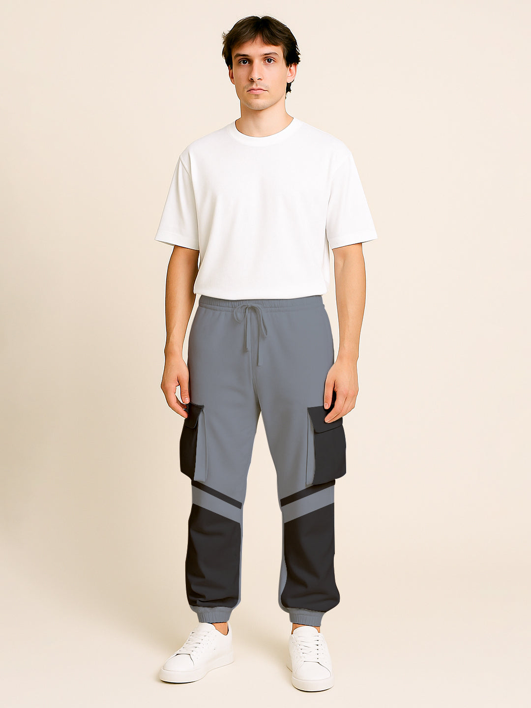 Maximus Oversized Cargo Pocket Joggers - Black & Grey
