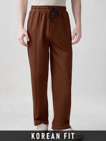Korean Style Relaxed Fit Joggers - Brown