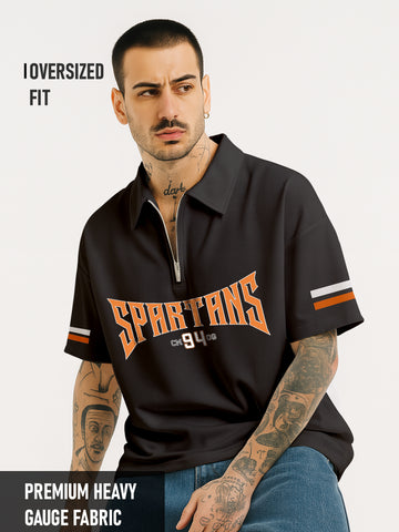 Spartans Oversized High Neck Zipper T-Shirt