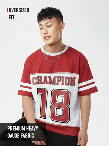 OG Champ 18 Oversized T-Shirt- Red & White
