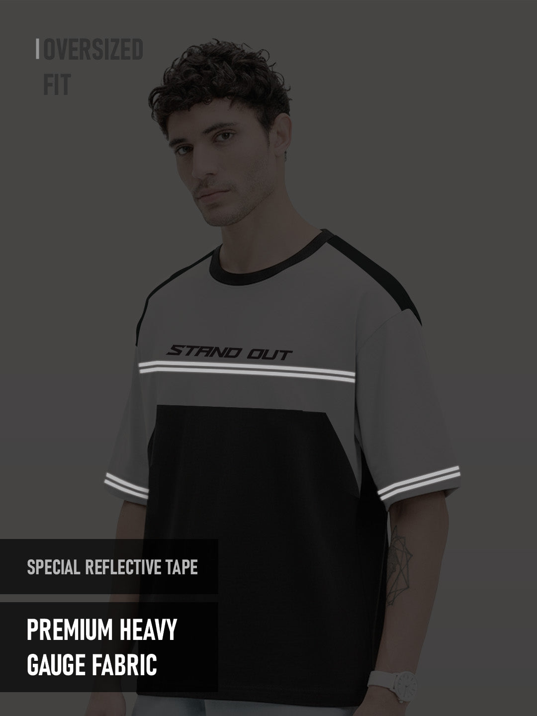 Stand Out Oversized T-Shirt - Black & LT.Grey
