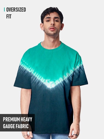 Plain Dark Cyan Oversized T-Shirt - Tiedye