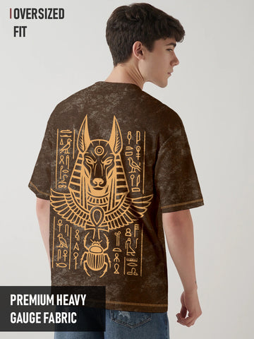 Eye Of Ra Acid Wash Oversized T-Shirt - Coffee Brown