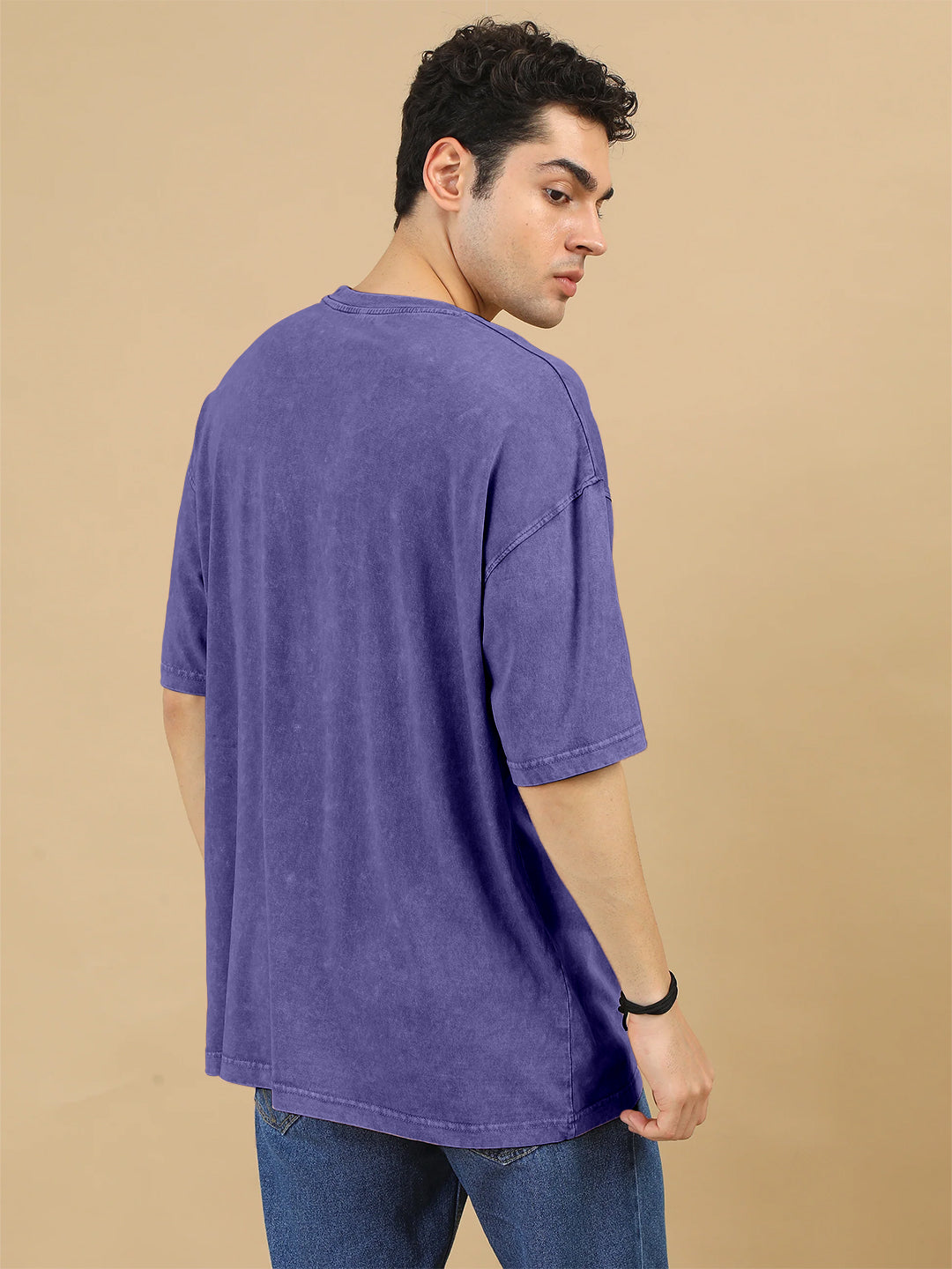 Plain Acid Wash Oversized T-Shirt - Purple