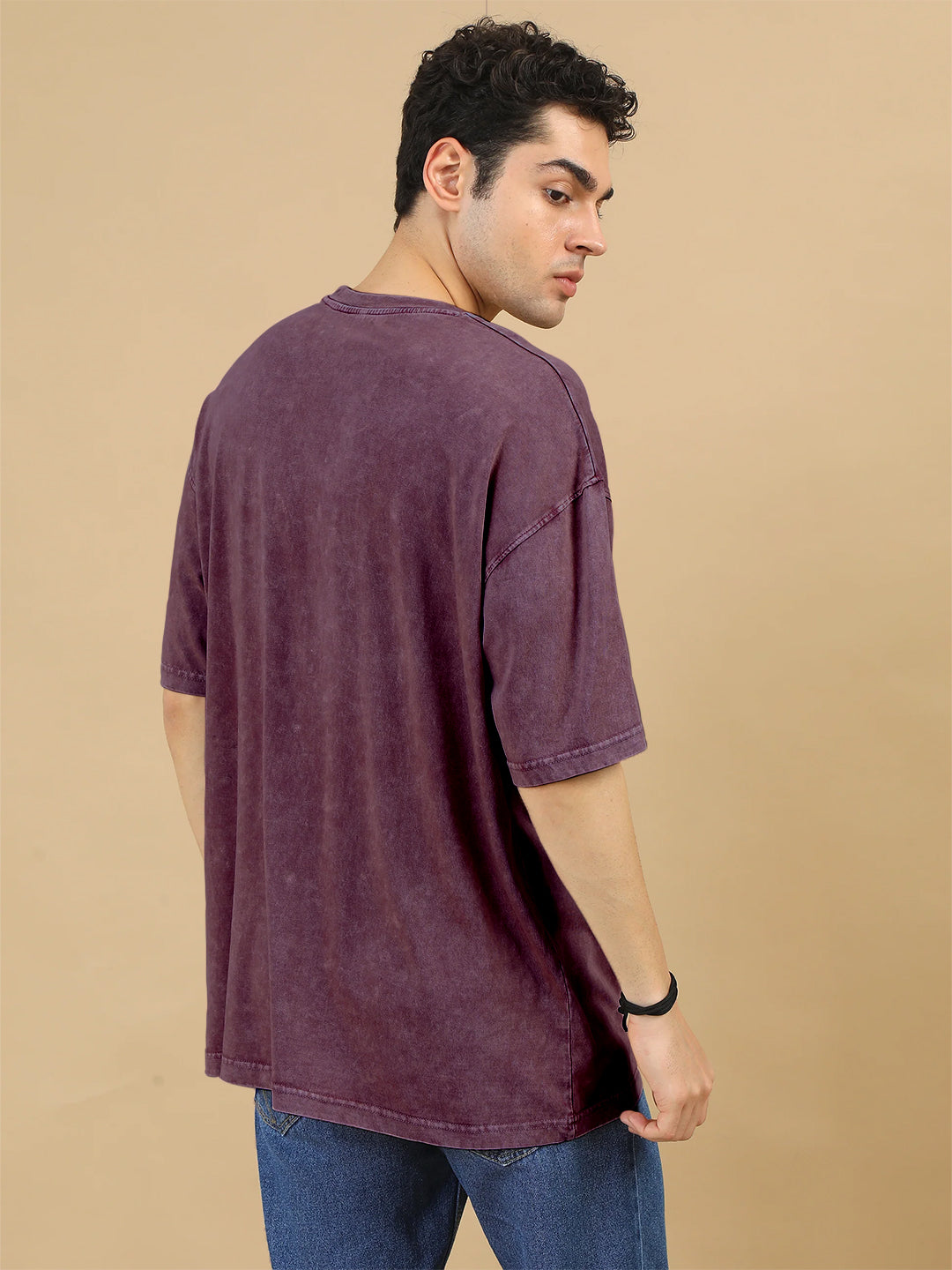Plain Acid Wash Oversized T-Shirt - Grapeade