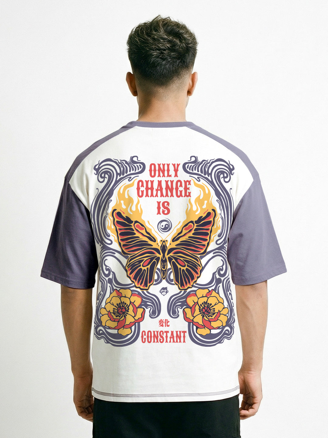 Inevitable Oversized T-Shirt - White & Nilac – Crazymonk