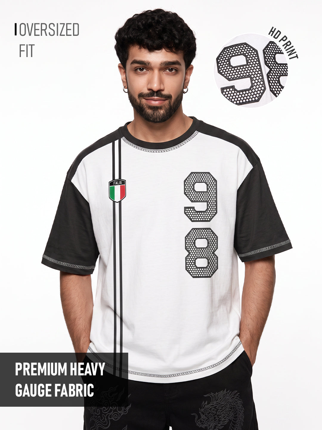 Italia 98 Oversized T-Shirt- Black & White – Crazymonk