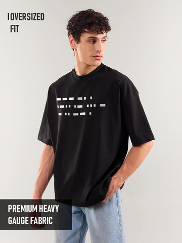 One Last Time Graphic Printed Oversized T-Shirt - Black