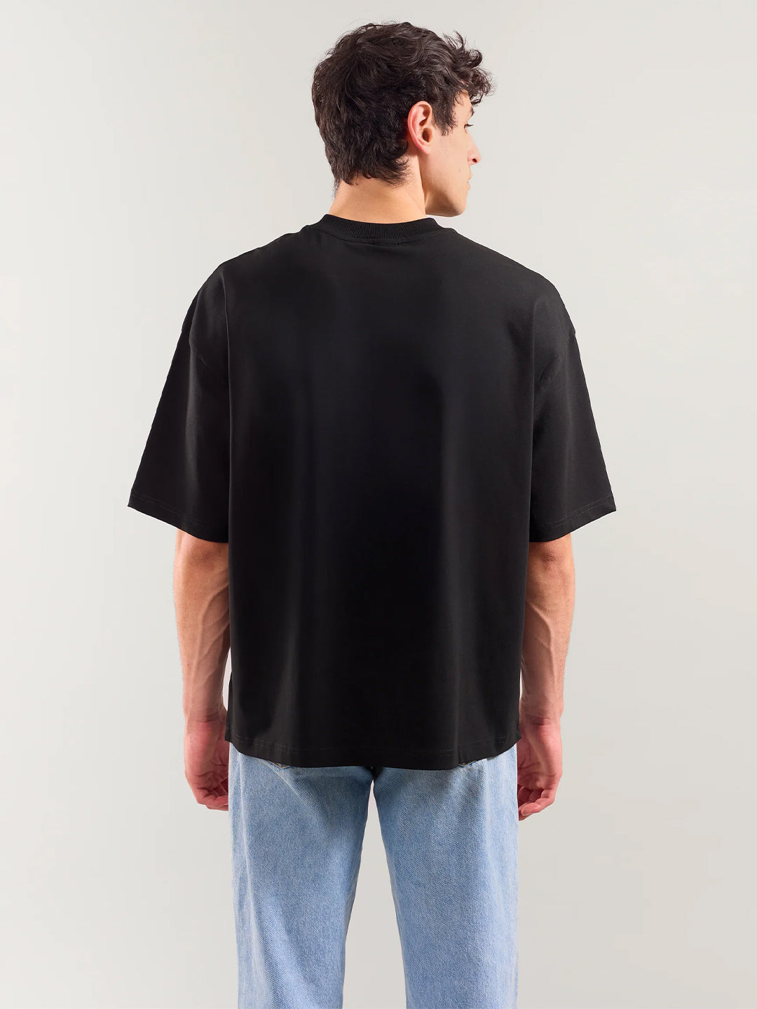 One Last Time Graphic Printed Oversized T-Shirt - Black