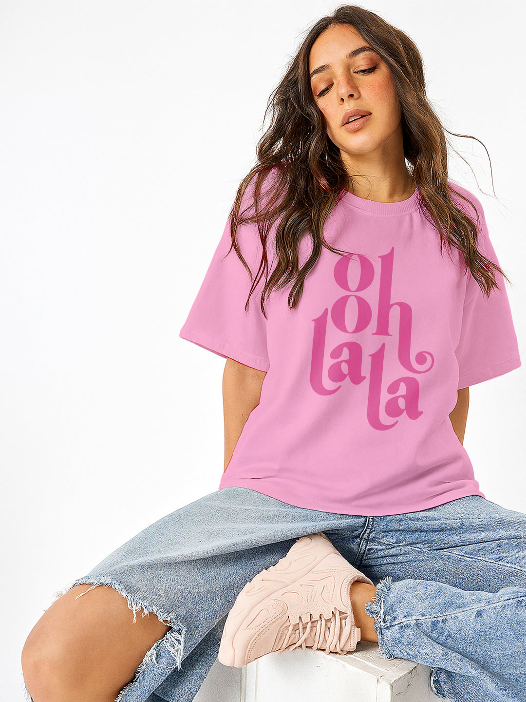 Ooh La La Women Oversized T-Shirt Pink