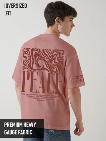 Peace Graphic Printed Oversized T-Shirt - Coral Haze