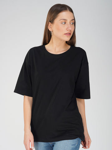 Plain Black Women Oversized T-Shirt