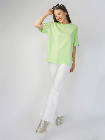 Plain Pastachio Green Women Oversized T-Shirt