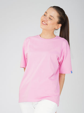 Plain Pink Women Oversized T-Shirt