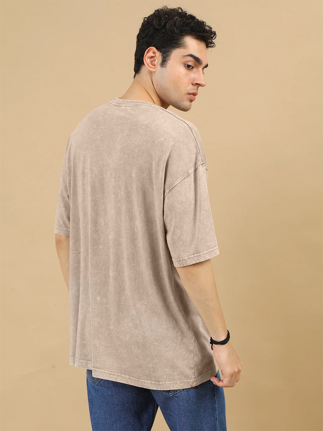Plain Acid Wash Oversized T-Shirt - Quick Sand