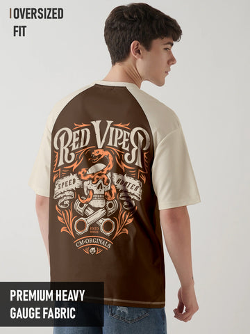 Red Viper Oversized T-Shirt - Beige & Brown