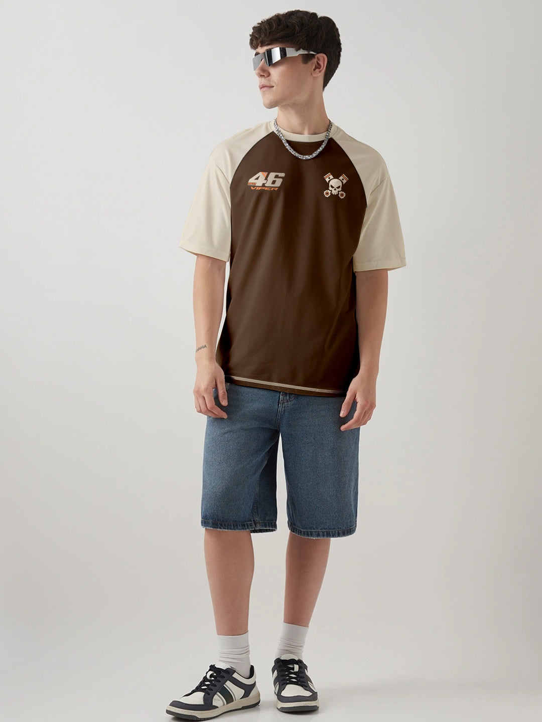 Red Viper Oversized T-Shirt - Beige & Brown