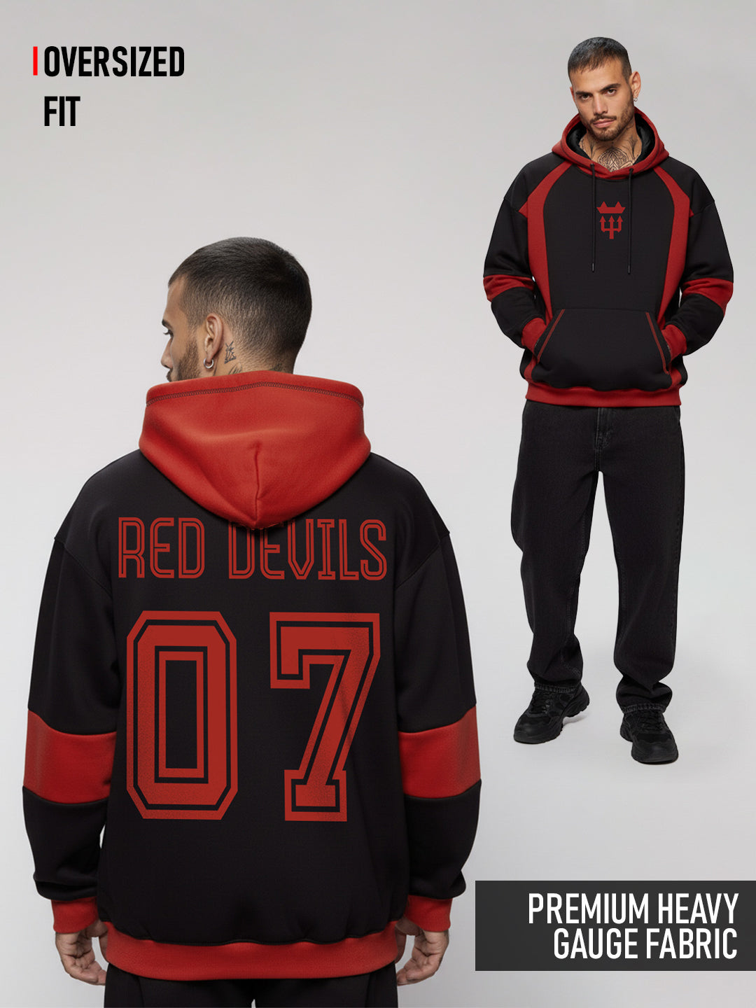 Red Devils Oversized Hoodie - Red & Black – Crazymonk