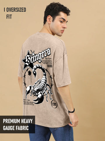 Stingers Acid Wash Oversized T-Shirt - Quick Sand