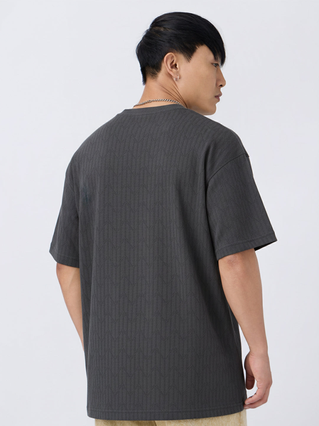 Shadow Weave Oversized T-Shirt - Steel Grey