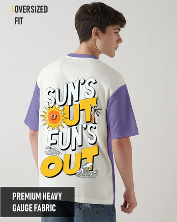 Sun Out Graphic Printed Oversized T-Shirt - Multi Color