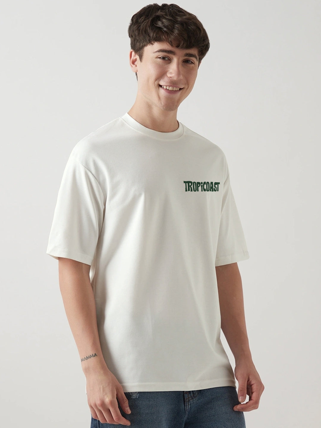 Tropicoast Graphic Printed Oversized T-Shirt - Off White