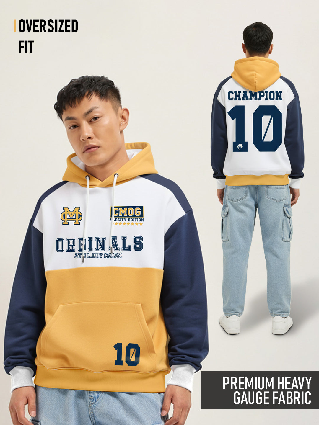 CM Versity Oversized Hoodie Yellow, White Navy Blue – Crazymonk
