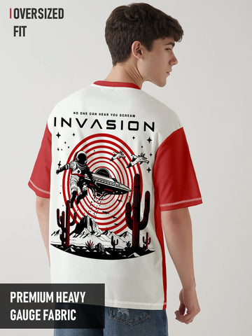 Invasion Graphic Printed Oversized T-Shirt - Multi Color