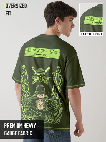 Zoro X King Of Hell Oversized T-Shirt - Olive Green