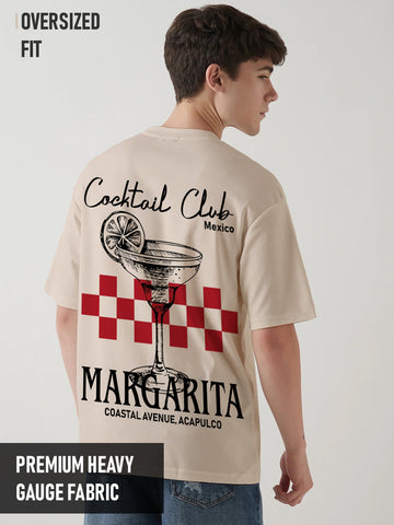 Cocktail Club Oversized T-Shirt - Beige