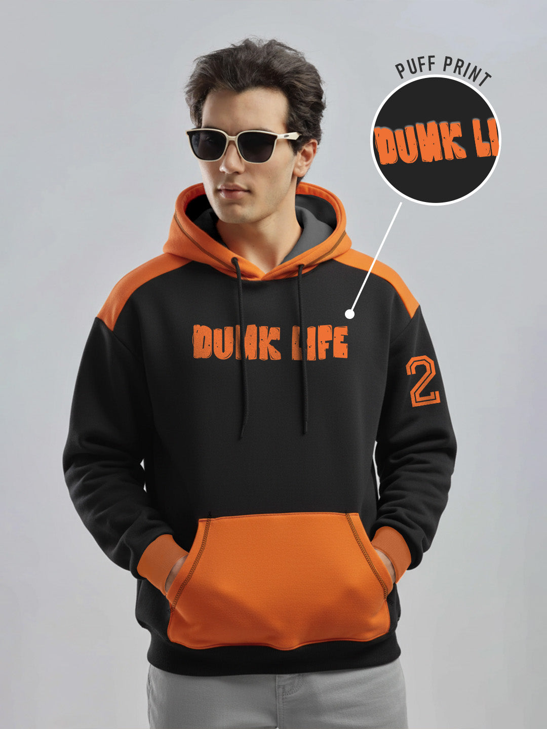 Dunk Life Oversized Hoodie - Black & Orange