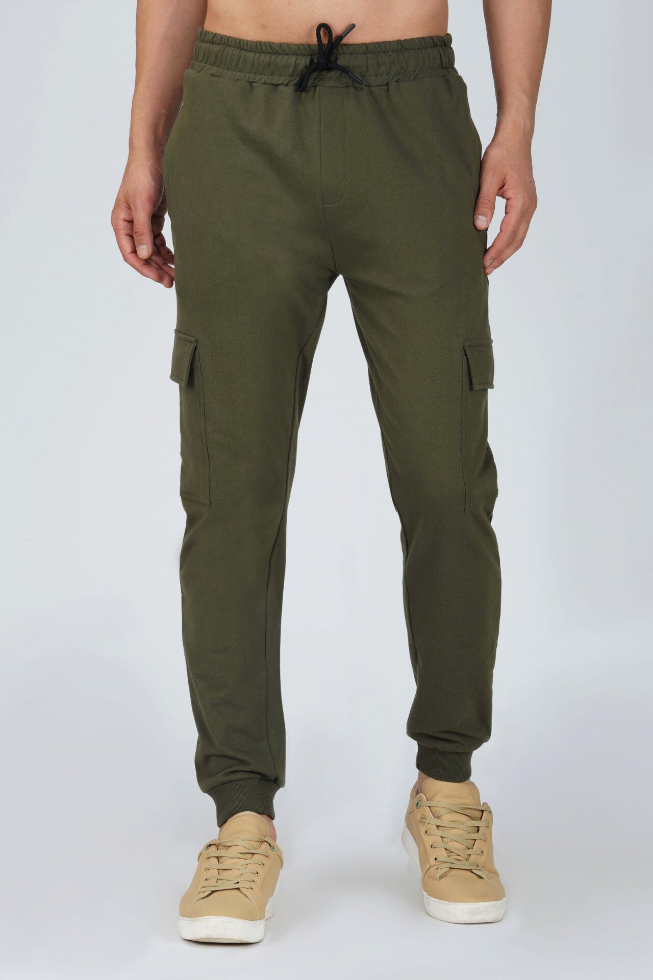 Olive Green Regular Cargo Joggers