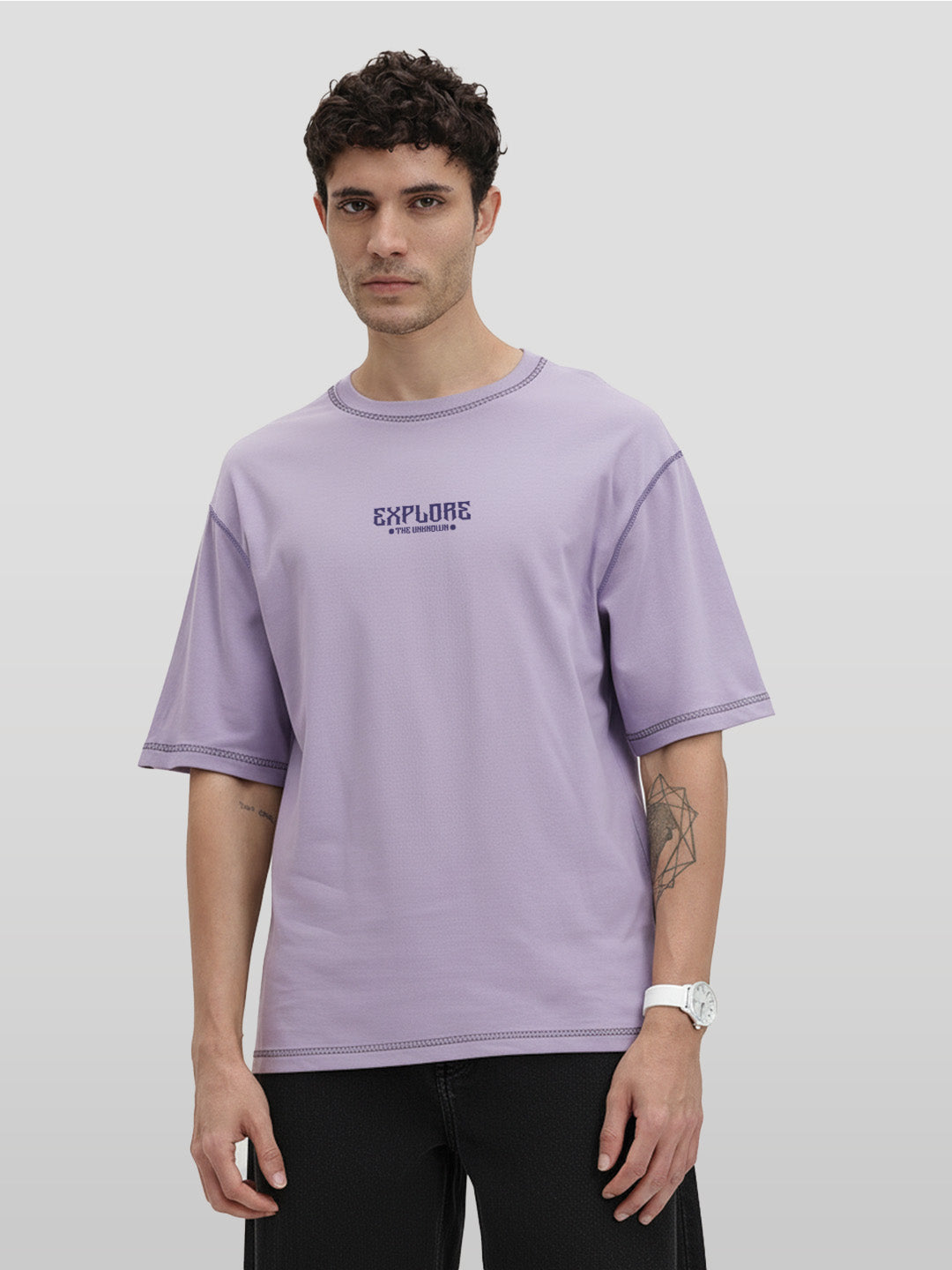 24SS COLOR T-SHIRT Purple HM27CS007 Tシャツ Regular Fit T-shirt - Dark aubergine - Men | H&M IN