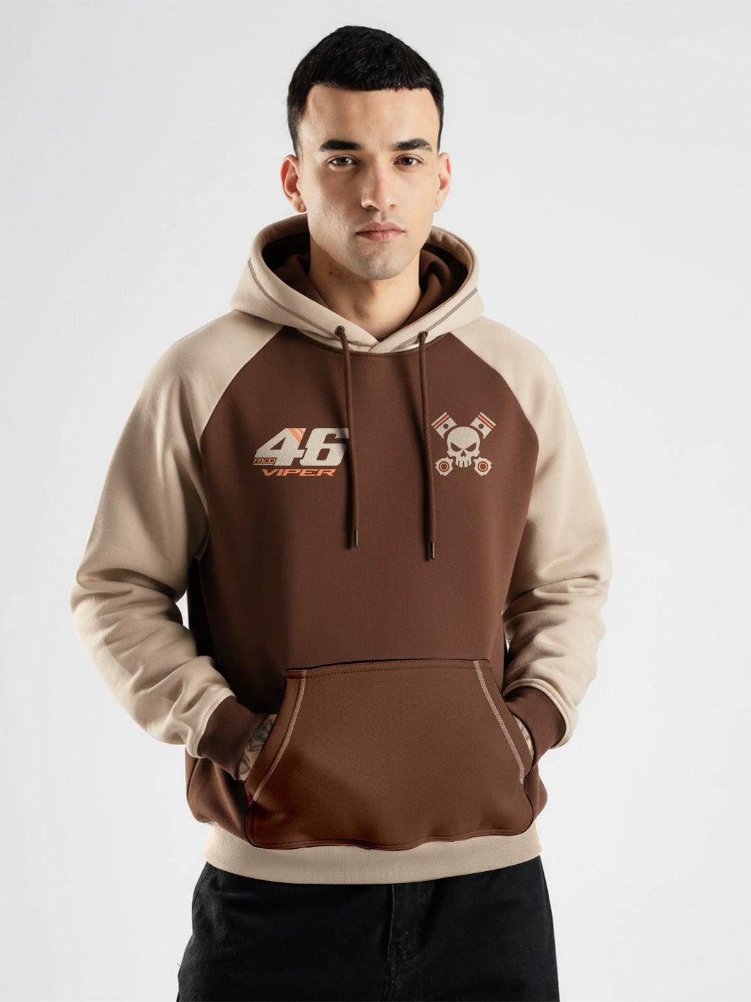 Red Viper Oversized Hoodie - Brown & Beige