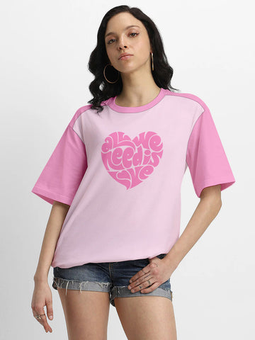 All We Need is Love Women Oversized T-Shirt - Multi Color