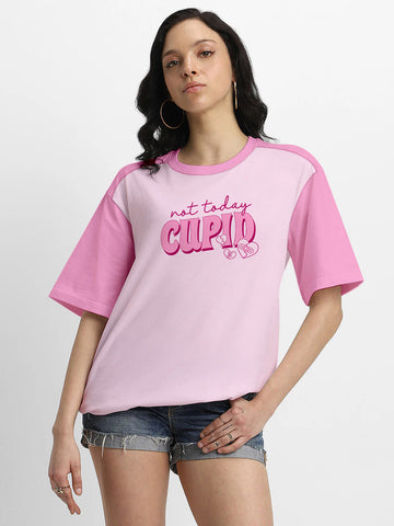 Not Today Cupid Women Oversized T-Shirt - Multi Color