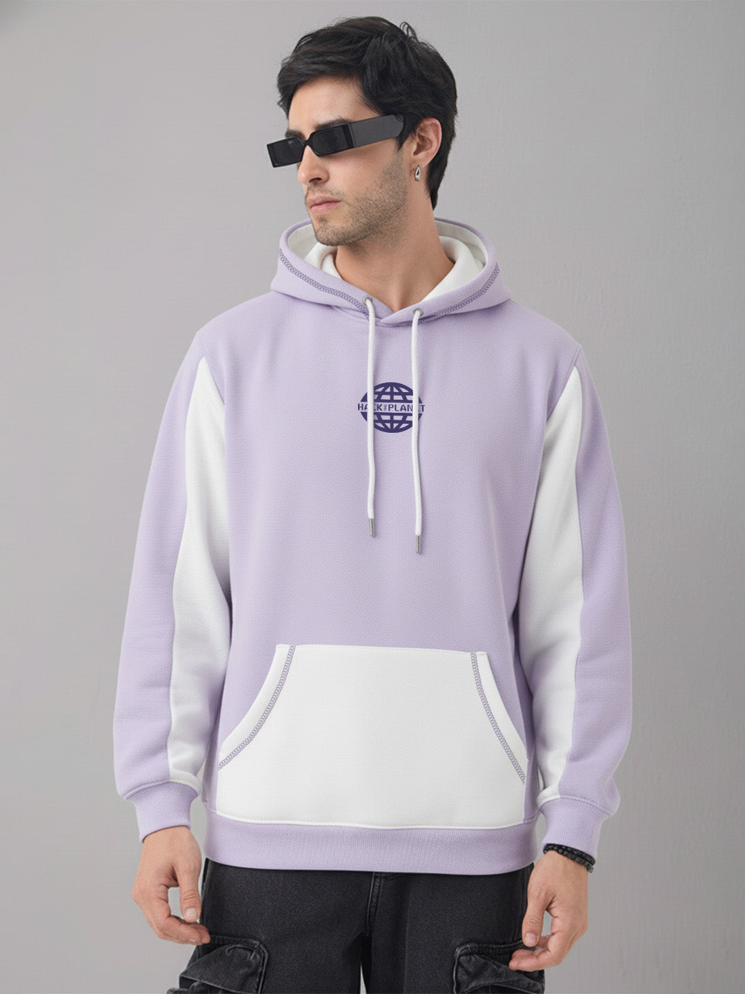 Hack The Planet Oversized Hoodie - White & Lilac