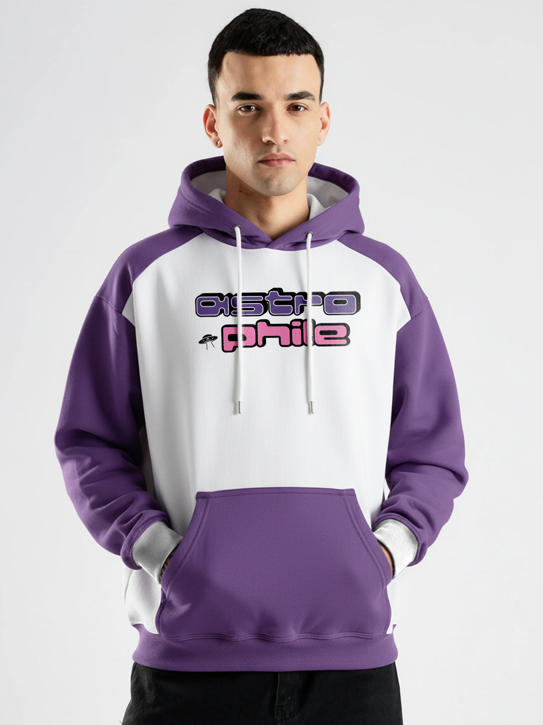Astrophile Oversized Hoodie - Purple & White