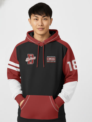 Detroit Dops Oversized Hoodie -  Red, White & Black