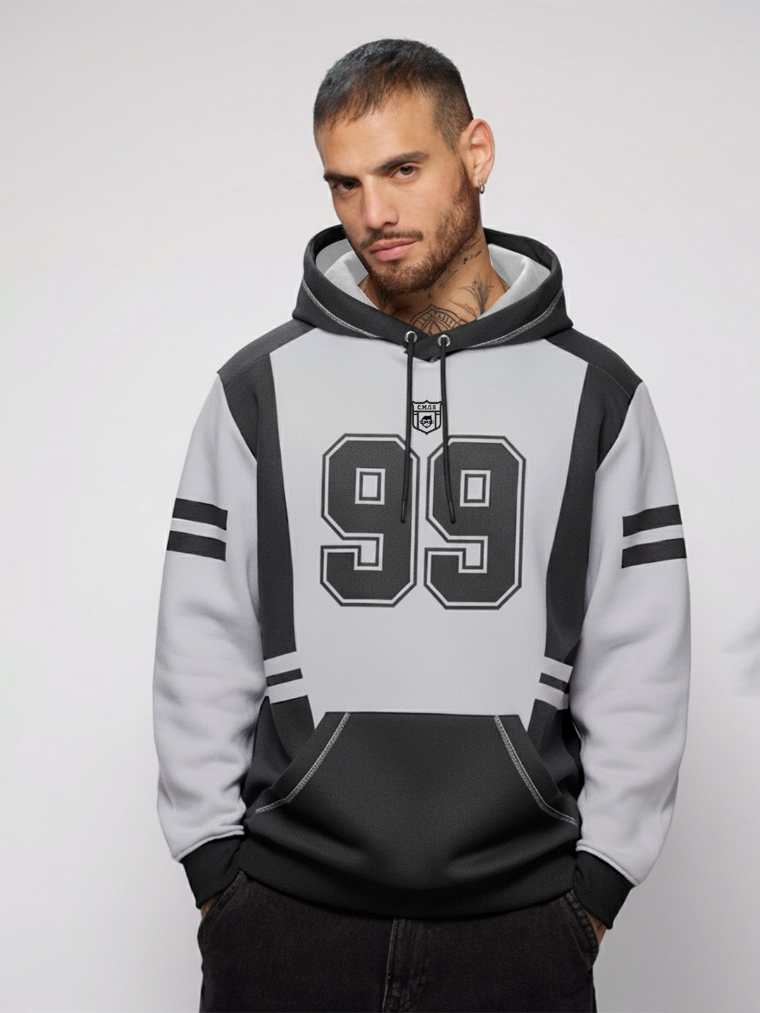 The Invincible Oversized Hoodie - Black & LT Grey