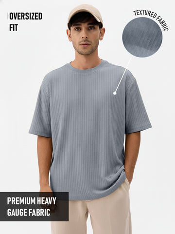 Grey Strides  Textured Oversized T-Shirt - Grey