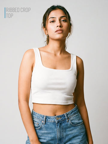 Women's Plain Crop Top - Moon White
